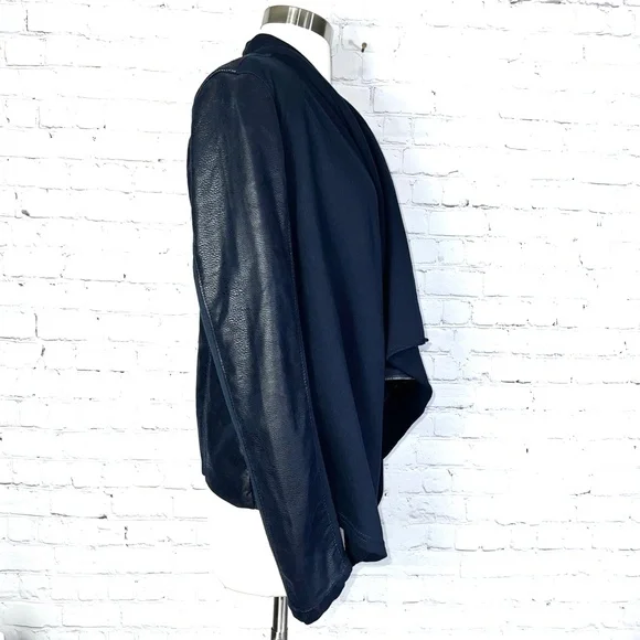 🚫SOLD!|•[BLANKNYC]•| Draped Full Zip Faux Leather Snakeskin Cardigan + Cotton - Picture 6 of 16